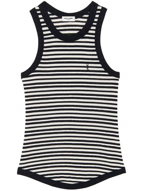 Logo-embroidered striped tank top Saint Laurent | 743660Y37KT1095